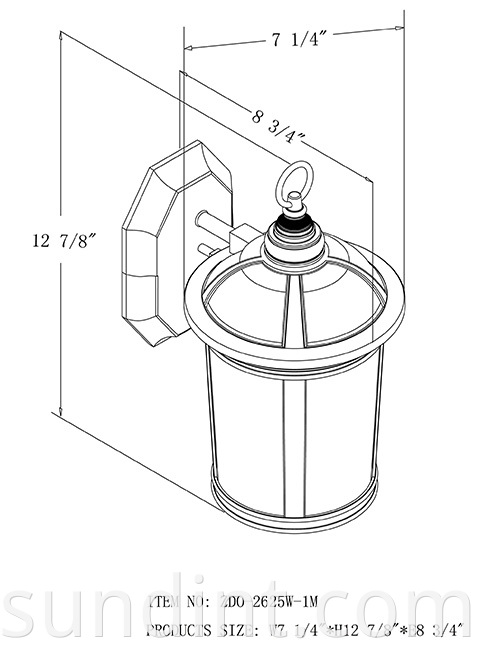 Zdo 2625w 1m 60W Outdoor Wall Sconce